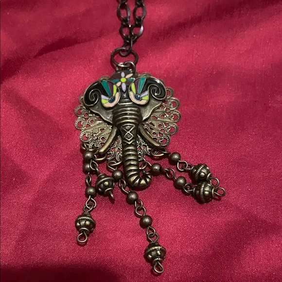 Fashion Jewelry Black and Gold Elephant Necklace - Picture 2 of 6